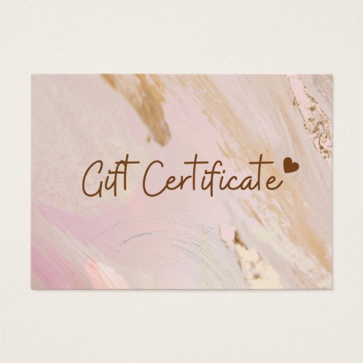 ピンクのミニマリスト大理石ビジネスのギフト券 (正面)