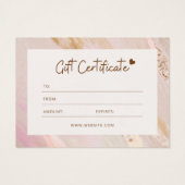 ピンクのミニマリスト大理石ビジネスのギフト券 (裏面)