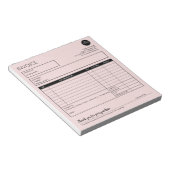 ピンクのミニマリスト小規模企業の請求書テンプレート ノートパッド (アングル)