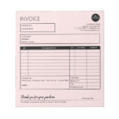 ピンクのミニマリスト小規模企業の請求書テンプレート ノートパッド (正面)