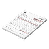 ピンクのミニマリスト小規模企業の請求書テンプレート ノートパッド (回転)