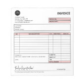 ピンクのミニマリスト小規模企業の請求書テンプレート ノートパッド (正面)