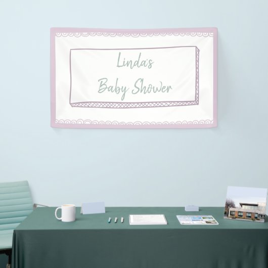ピンクのミニマリスト手でドードルベビーシャワーを描画 横断幕 (トレードショー)