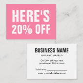 ピンクのミニマリスト·トレンディーシンプル·ディスモダンカウント·カード 割引カード (正面/裏面)