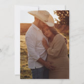 ピンクのミニマリストRodeo女性のカーボーイ写真ベビーシャワー 招待状 (裏面)