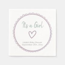 ピンクのミニマルなドードル女の子ベビーシャワー