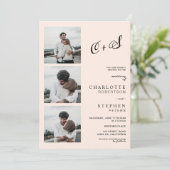 ピンクのミニマルカジュアルイニシャルの写真結婚の 招待状 (スタンド正面)