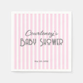 ピンクのミニマルストライプの主義ベビーシャワー スタンダードカクテルナプキン (正面)