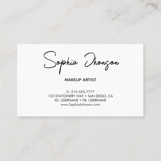 ピンクのミニマルフェミニンリストとメイクアップアーティスト 名刺 (裏面)