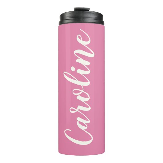 ピンクのミニマル書名パーソナライズされた タンブラー (正面)
