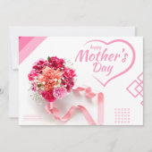 ピンクのミニマル母の日のグリーティングカード シーズンカード (正面)