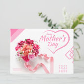 ピンクのミニマル母の日のグリーティングカード シーズンカード (スタンド正面)