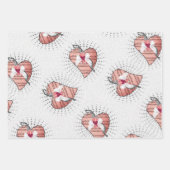 ピンクのミュージカルノートハート ラッピングペーパーシート (正面3)