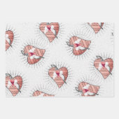 ピンクのミュージカルノートハート ラッピングペーパーシート (正面2)