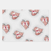 ピンクのミュージカルノートハート ラッピングペーパーシート (正面)
