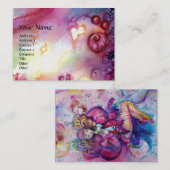 ピンクのミュージカル クラウン  水彩 名刺 (正面/裏面)