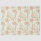 ピンクのミントとバラの花柄 ストライプ 誕生日 薄葉紙 (正面)