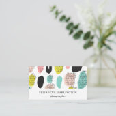 ピンクのミントの黒いブラシストローク。モダンプロフェッショナル 名刺 (スタンド正面)