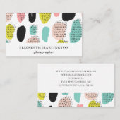 ピンクのミントの黒いブラシストローク。モダンプロフェッショナル 名刺 (正面/裏面)