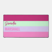 ピンクのミントグリーンパープルストライプのパターン名 デスクマット (正面)