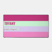 ピンクのミントグリーンパープルストライプのパターン名 デスクマット (正面)