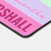 ピンクのミントグリーンパープルストライプのパターン名 デスクマット (コーナー)