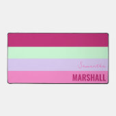 ピンクのミントグリーンパープルストライプのパターン名 デスクマット (正面)