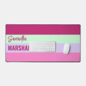 ピンクのミントグリーンパープルストライプのパターン名 デスクマット (キーボード&マウス)