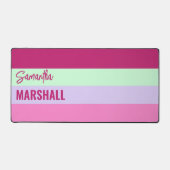 ピンクのミントグリーンパープルストライプのパターン名 デスクマット (正面)