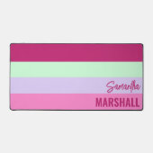 ピンクのミントグリーンパープルストライプのパターン名 デスクマット (正面)