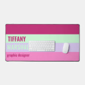 ピンクのミントグリーンパープルストライプのパターン名 デスクマット (キーボード&マウス)