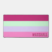 ピンクのミントグリーンパープルストライプのパターン名 デスクマット (正面)