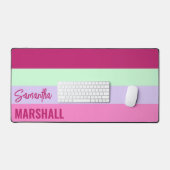 ピンクのミントグリーンパープルストライプのパターン名 デスクマット (キーボード&マウス)