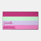 ピンクのミントグリーンパープルストライプのパターン名 デスクマット (正面)