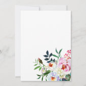 ピンクのミントグリーン白い牡丹フローラボホ結婚ーの 招待状 (裏面)