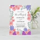 ピンクのミントフラワーズウォーター結婚カラーの植物学 招待状 (スタンド正面)