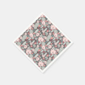 ピンクのミント柄の多肉植物とサボテン スタンダードカクテルナプキン (角)