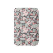 ピンクのミント柄の多肉植物とサボテン バスマット (正面縦)