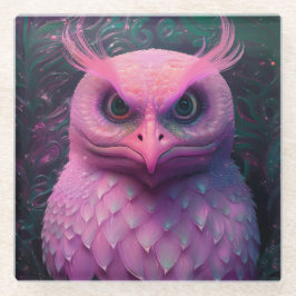 ピンクのムロック/フクロウハイブリッド生物 ガラスコースター