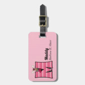 ピンクのムースと手紙Mニットプリントfor Girls ラゲッジタグ (正面縦)