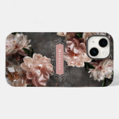 ピンクのムーディフローラヴィンテージスワーズエレガントカスタム Case-Mate iPhoneケース (裏面 (横))