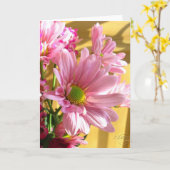 ピンクのムームあいさつカード カード (黄色い花)