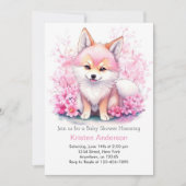 ピンクのムーンライトウルフパック赤ちゃんシャワー 招待状 (正面)