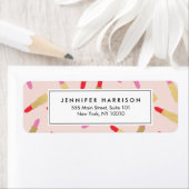 ピンクのメイクアップアーティストのラグジュアリーグラムリップスティック柄 ラベル (インサイチュ)