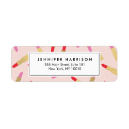 ピンクのメイクアップアーティストのラグジュアリーグラムリップスティック柄 ラベル