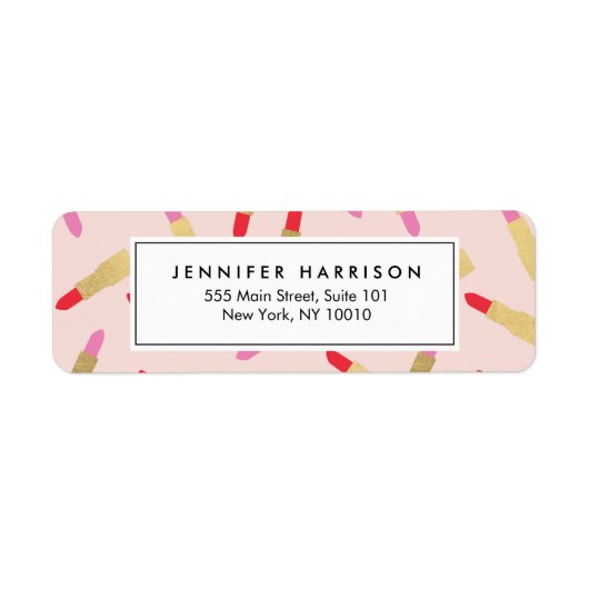 ピンクのメイクアップアーティストのラグジュアリーグラムリップスティック柄 ラベル (正面)