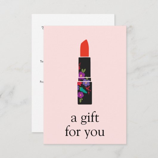 ピンクのメイクアップアーティストの口紅ギフト券 (正面/裏面)
