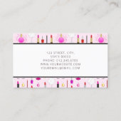 ピンクのメイクアップアーティストの名刺 名刺 (裏面)