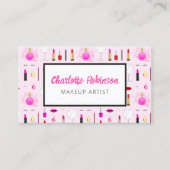 ピンクのメイクアップアーティストの名刺 名刺 (正面)