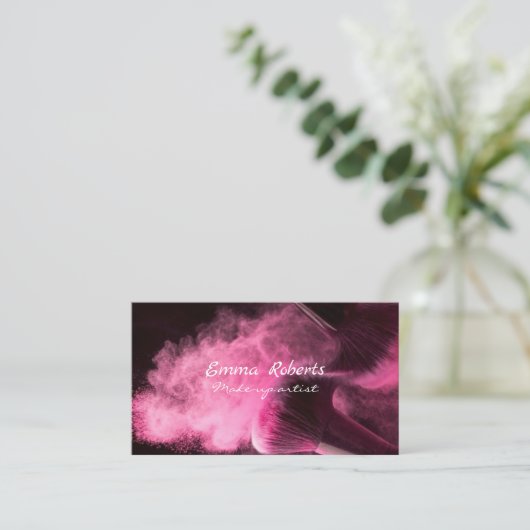 ピンクのメイクアップ名刺 名刺 (スタンド正面)